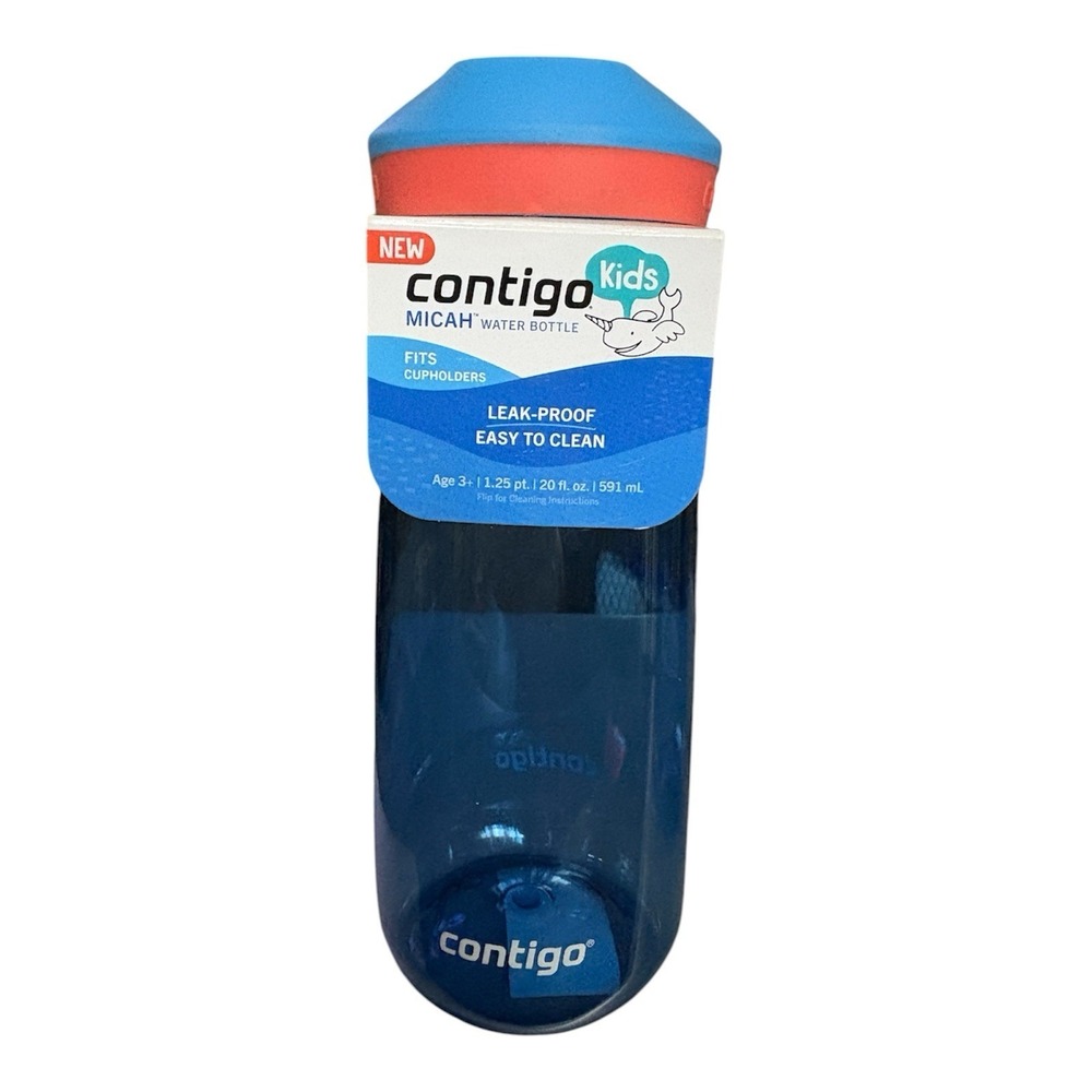Contigo‎ 2 pk Kid's 20 oz. Micah Water Bottle Simple Lid Blue Orange Wide Mouth